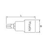 Головка с битой Torx T50 с отверстием 5 лучевая, 1/2", L-55мм BCNA1650 TopTul